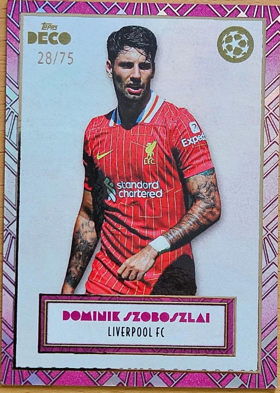 Front of Dominik Szoboszlai's 2024 Topps Deco UEFA Champions League card
