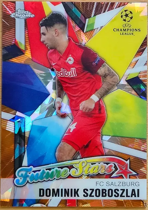 Front of Dominik Szoboszlai's 2020–21 Topps Chrome UEFA Champions League card