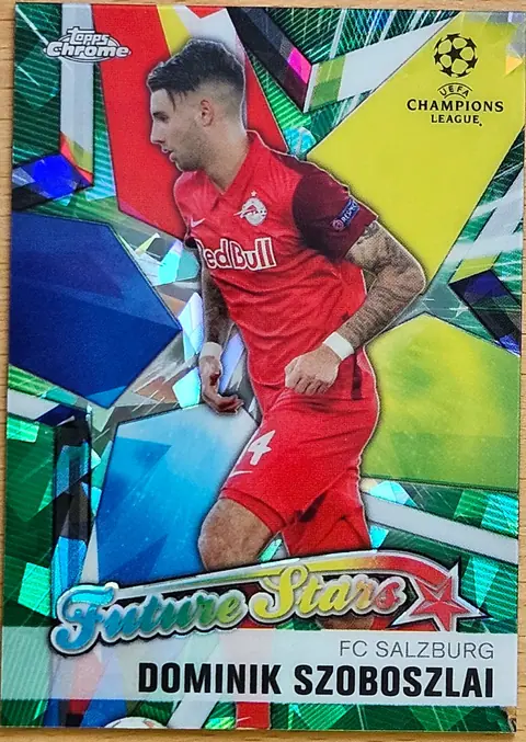 Front of Dominik Szoboszlai's 2020–21 Topps Chrome UEFA Champions League card
