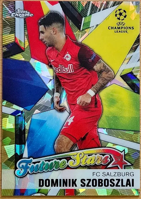 Front of Dominik Szoboszlai's 2020–21 Topps Chrome UEFA Champions League card