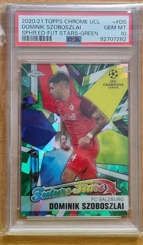 Front of Dominik Szoboszlai's 2020–21 Topps Chrome UEFA Champions League card