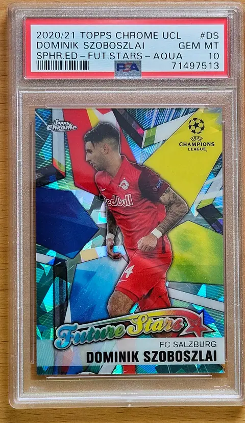 Front of Dominik Szoboszlai's 2020–21 Topps Chrome UEFA Champions League card
