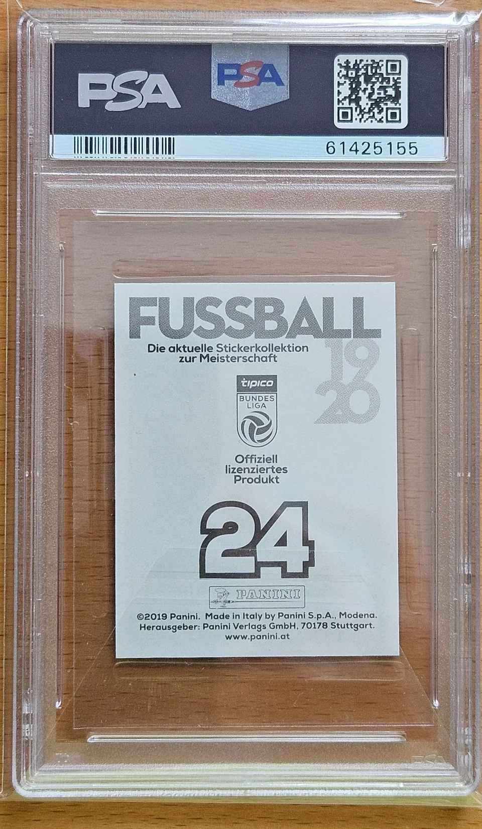 Back of Dominik Szoboszlai's 2019 Panini Fussball Bundesliga Stickers card