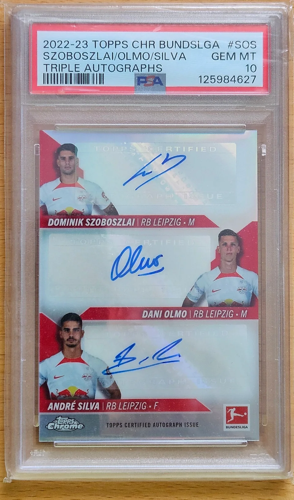Front of Dominik Szoboszlai's 2022–23 Topps Chrome Bundesliga card